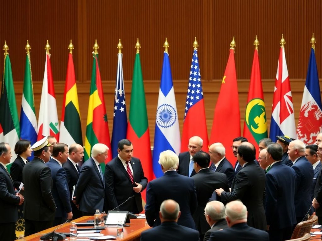 Oameni politici discuta despre politica externa globală.